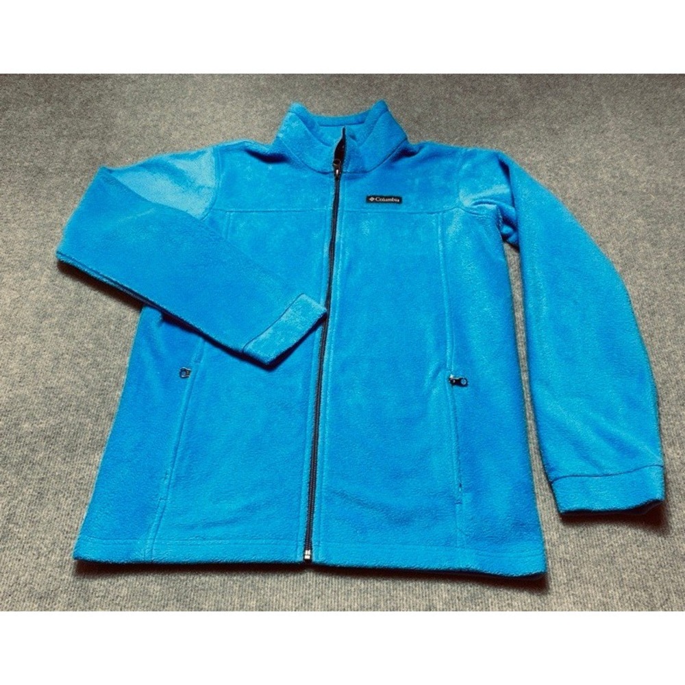 Columbia Fleece Jacket Women XL Blue Full Zip Mock Neck WB6760 Outdoor